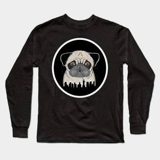 NEW YORK City Pug Dog Painting Long Sleeve T-Shirt